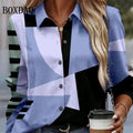Spring Long Sleeve Button Shirts 3D Floral Printed Loose Lapel Shirt Vintage Women's Blouses Tops Summer Female Clothing 2025