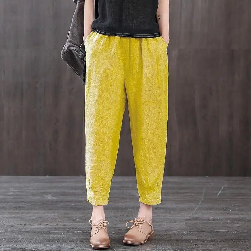 Damen Freizeithose aus Baumwolle und Leinen