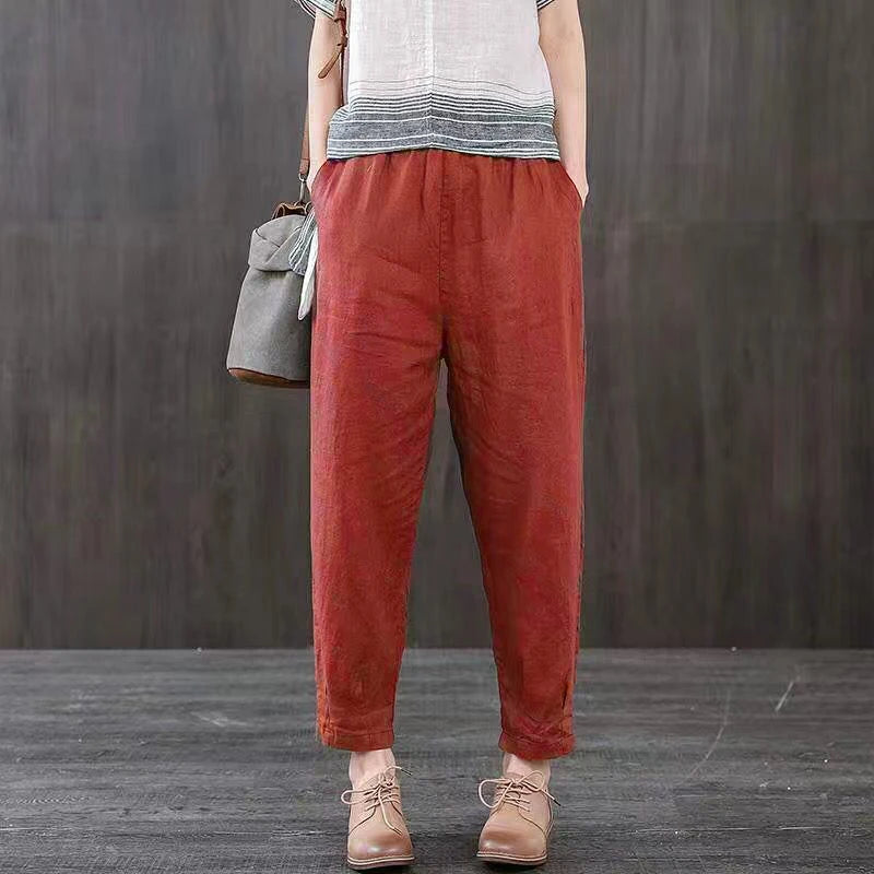 Damen Freizeithose aus Baumwolle und Leinen