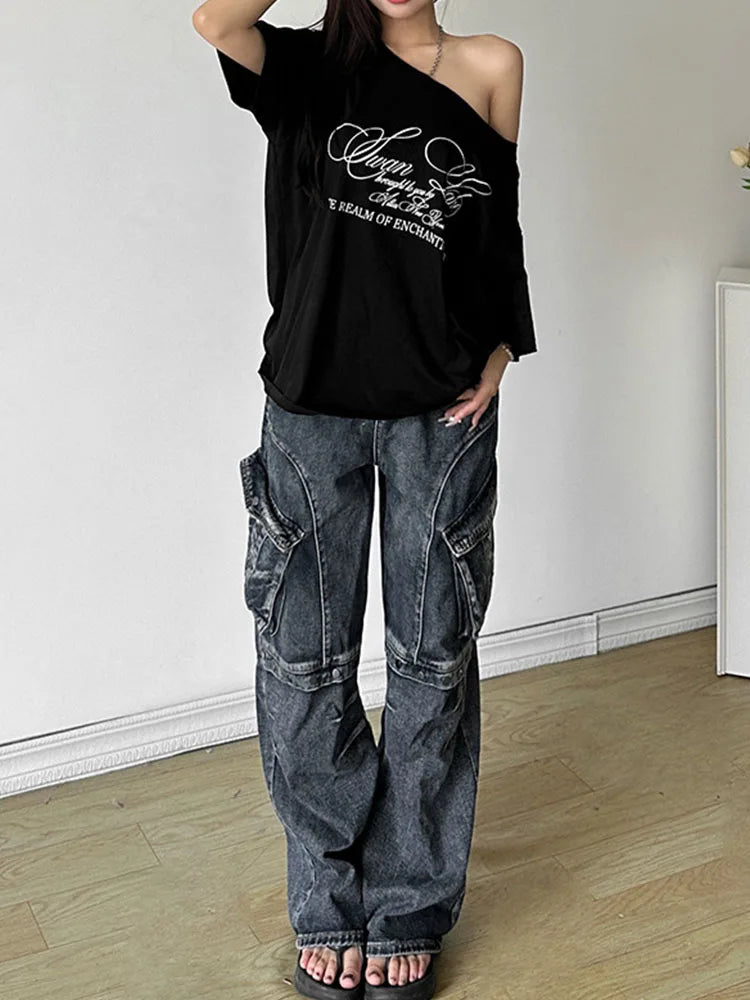 Women's Oversized Letter Print T-Shirt