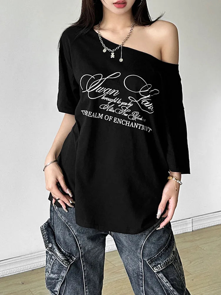 Women's Oversized Letter Print T-Shirt