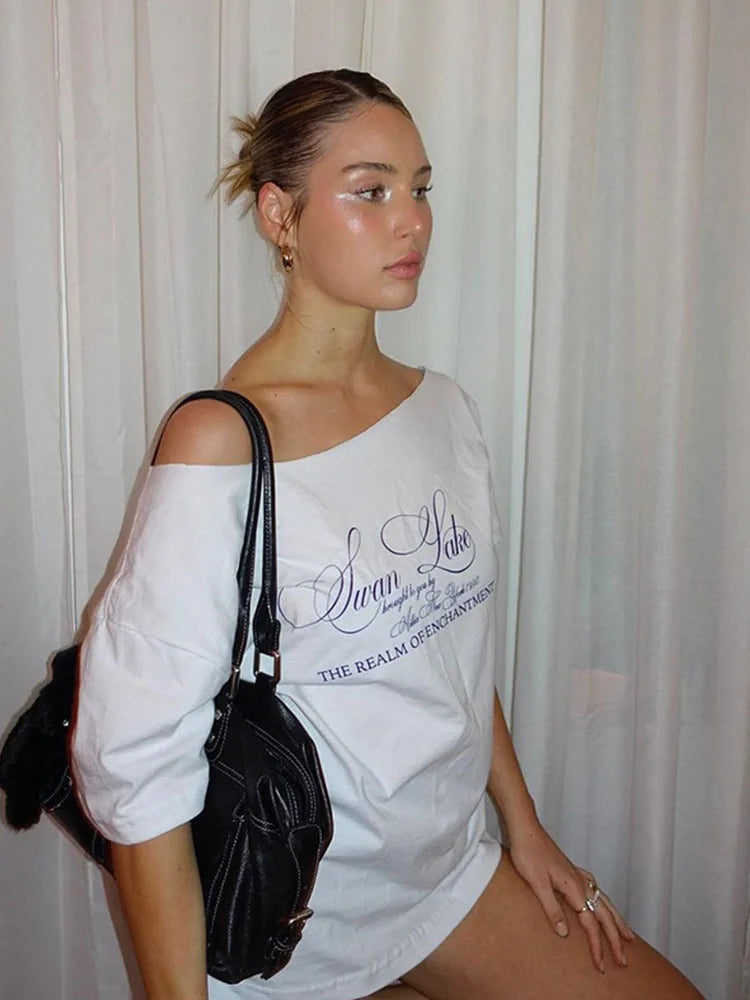 Women's Oversized Letter Print T-Shirt