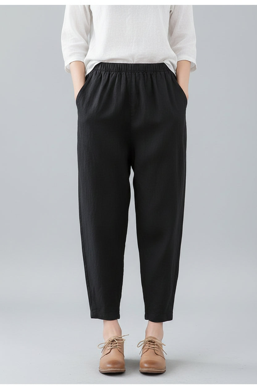 Damen Freizeithose aus Baumwolle und Leinen